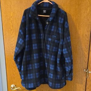 Blue and Black Plaid Fleece Jacket